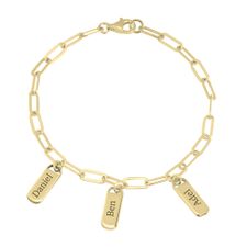 Paperclip Charm Bracelet With Kids Names