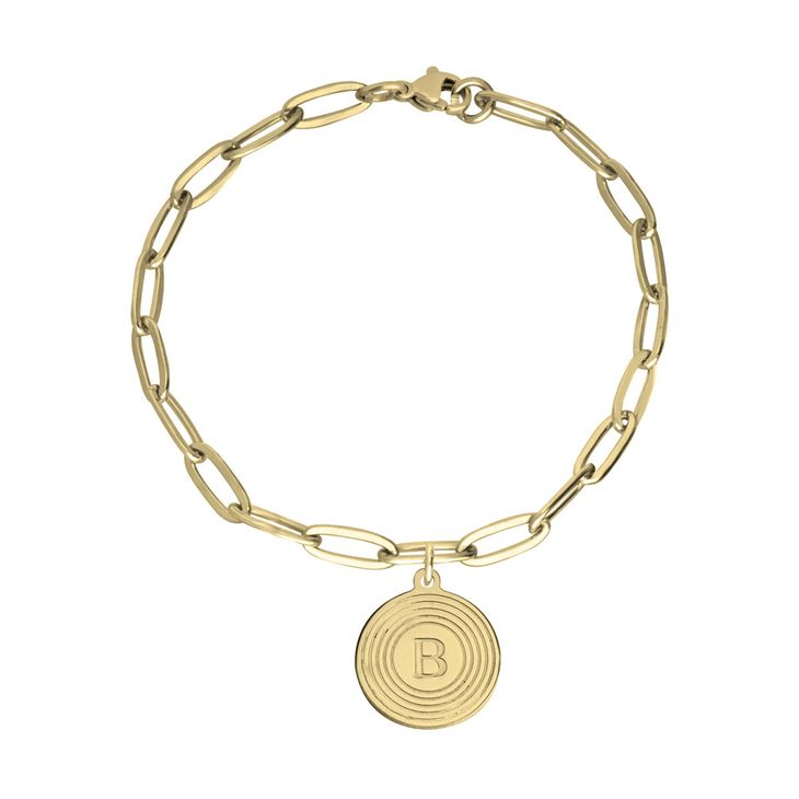 Custom Paperclip Initial Coin Bracelet