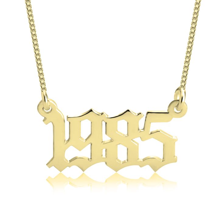 Custom 14K Gold Year Necklace