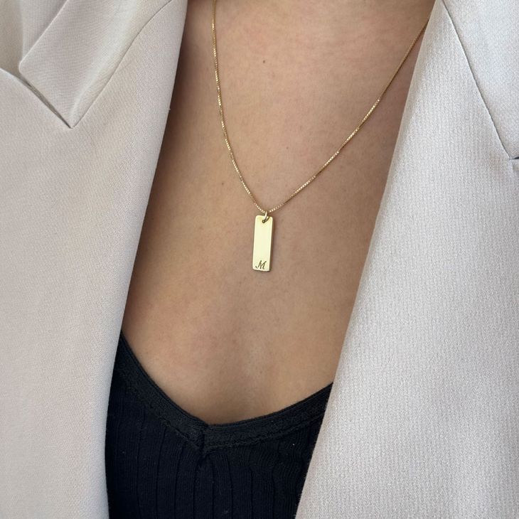 Gold Initial Bar Necklace