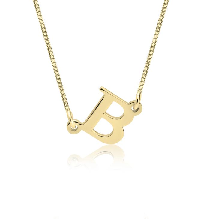 14k Gold Sideways Initial Necklace - Picture 2