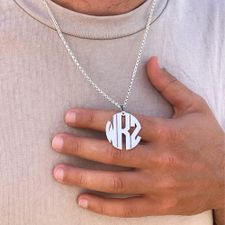 Block Letters Monogram Necklace - Thumbnail Model