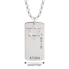 Star of David Dog Tag Necklace - Thumbnail Information