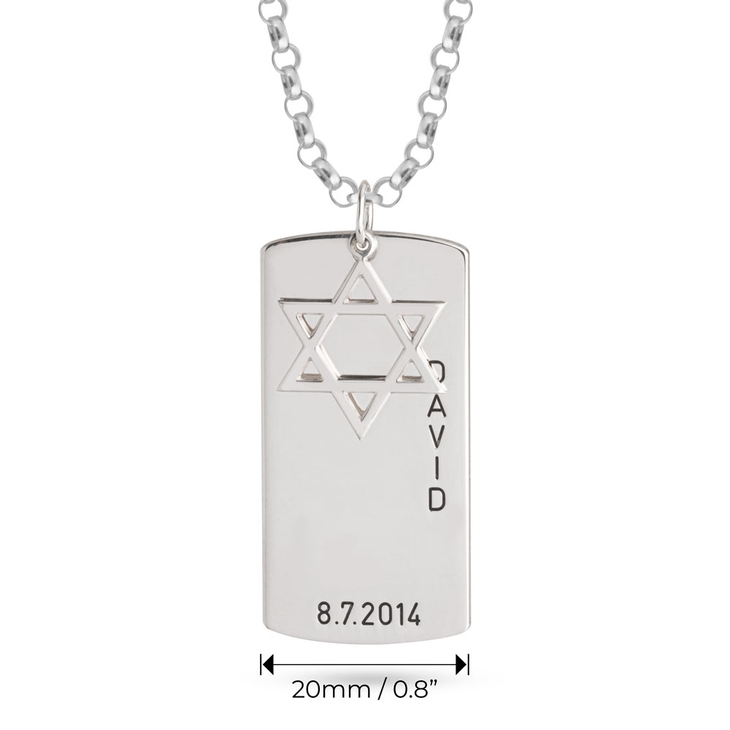 Star of David Dog Tag Necklace information