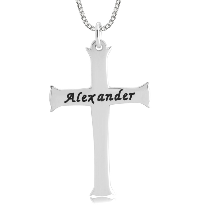 Engraved Unique Cross Necklace