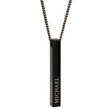 Black 3D Bar Name Necklace For Men