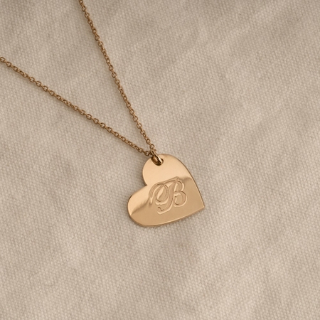 Engraved Heart Initial Necklace