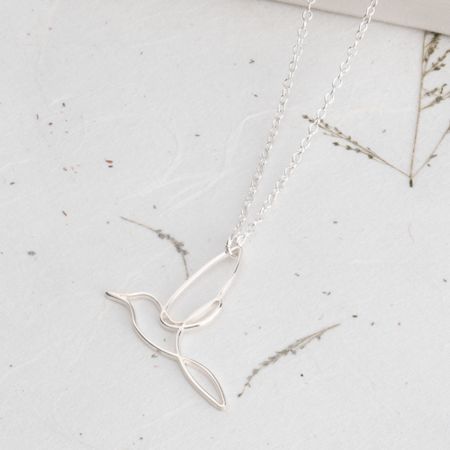 Line Art Hummingbird Necklace
