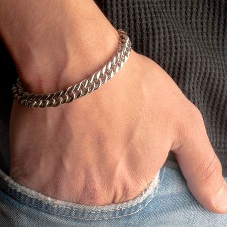 Silver Cuban Link Bracelet For Men