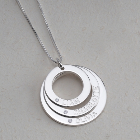 Engraved Mother Necklace With Diamonds
