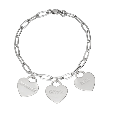 Custom Paperclip Bracelet with Heart Charms