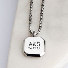 Engraved Mens Necklace Silver