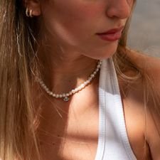 Evil Eye Pearl Necklace - Thumbnail Model