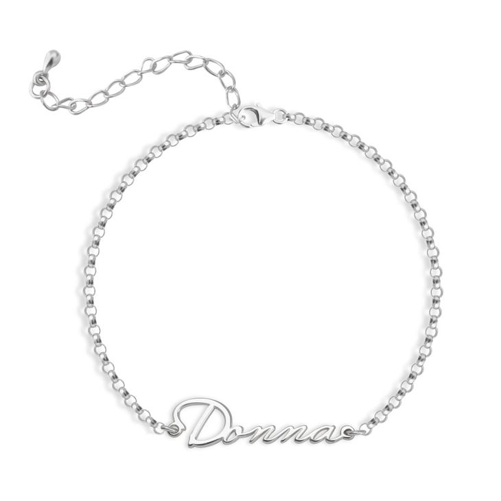Dainty Name Anklet In Sterling Silver
