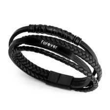 Men's Leather Engraved Bracelet