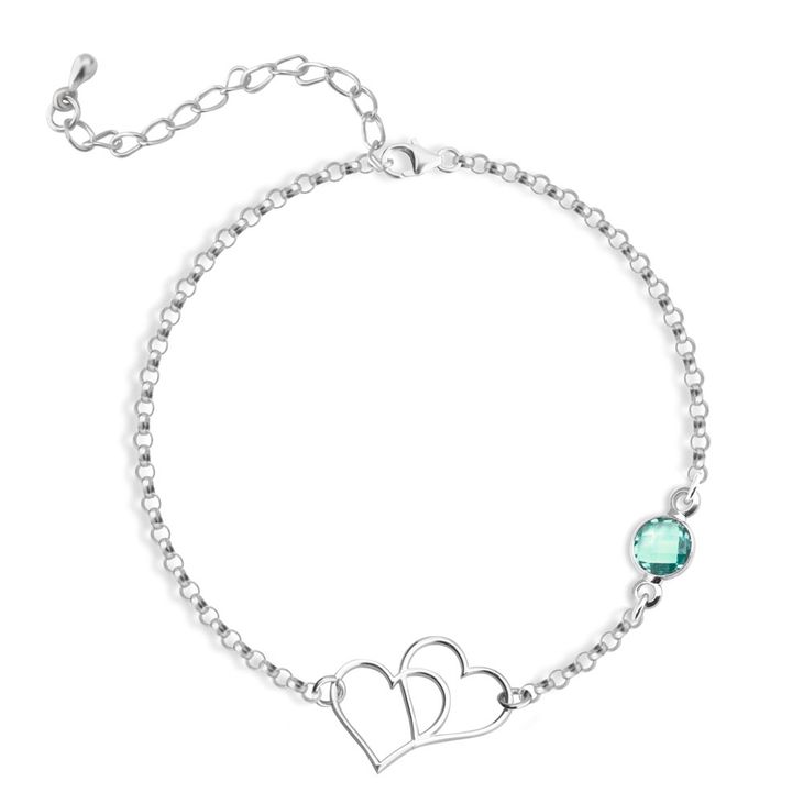 Heart anklet with birthstone