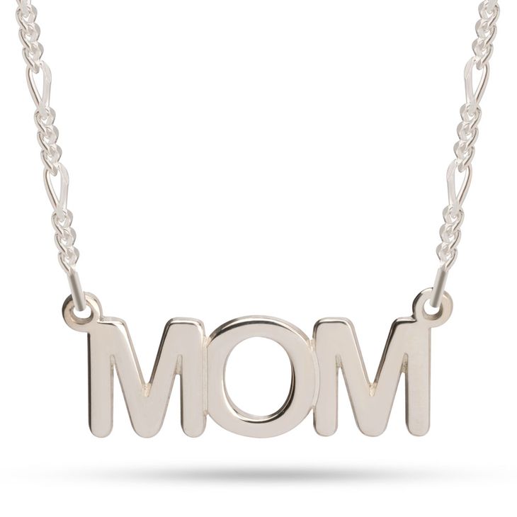 Mom Necklace with Figaro Chain