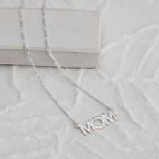 Mom Necklace with Figaro Chain - Thumbnail Model