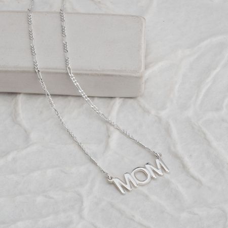 Mom Necklace with Figaro Chain