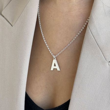 Capital Textured Initial Necklace