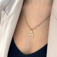 Capital Textured Initial Necklace - Thumbnail Model