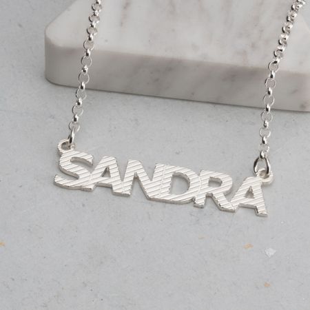 Textured Capital Letters Name Necklace