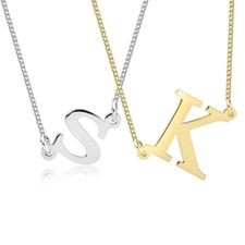 14k Gold Sideways Initial Necklace - Thumbnail Information