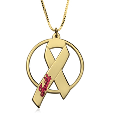 Engraved Name Breast Cancer Necklace