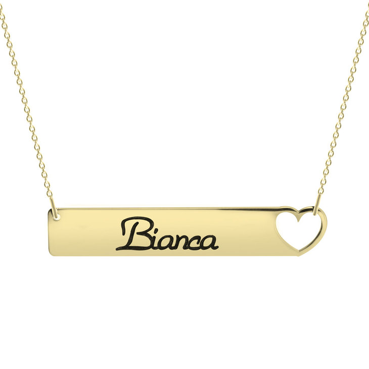 Cut Out Heart Bar Necklace