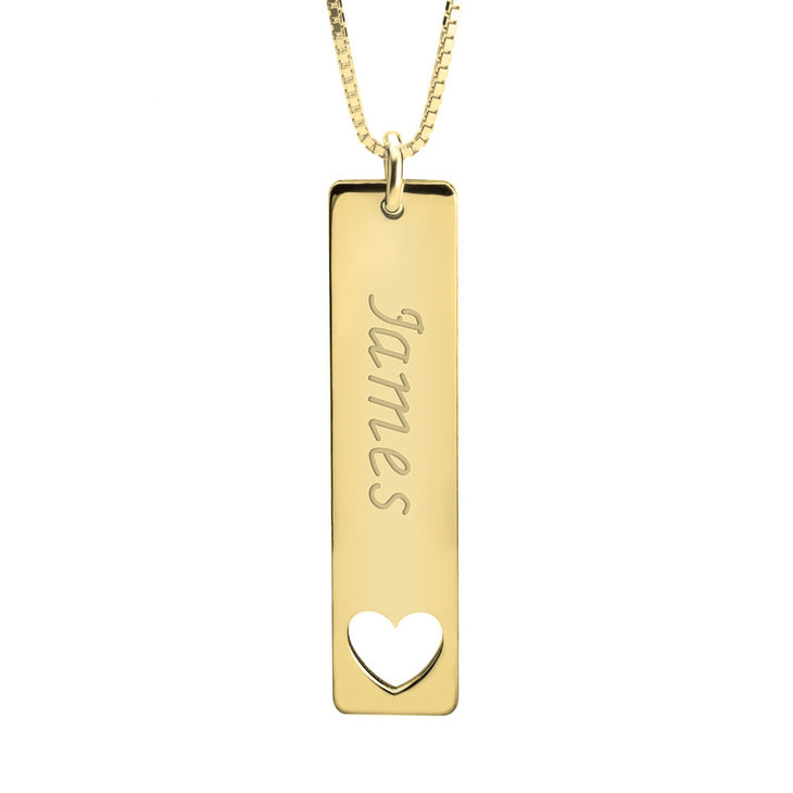 Vertical Name Bar Necklace With Symbol