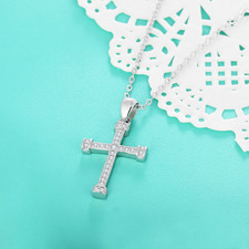 Cubic Zirconia Cross Pendant Necklace - Thumbnail 2