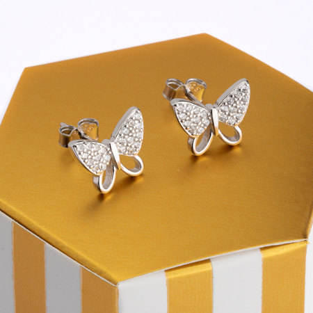Cubic Zirconia Delicate Butterfly Earrings