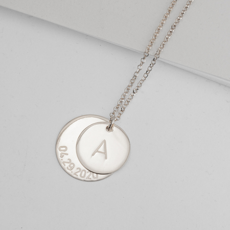 Engraved Initial & Date Necklace