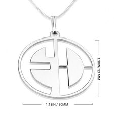 Block Letters Cut Out Monogram Necklace - Thumbnail Information