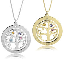 Family Tree Necklace with Birthstones