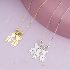 Boy And Girl Necklace Charm - Thumbnail 3