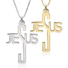 Jesus Name Cross Necklace