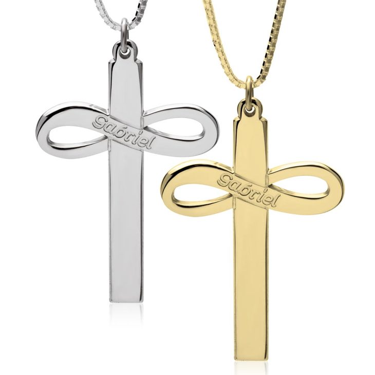 Infinity Cross Necklace With Name