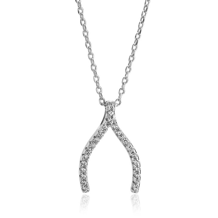 Wishbone Necklace with Zirconia