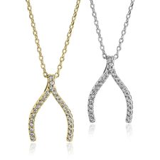 Wishbone Necklace with Zirconia