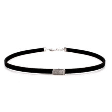 Black Choker Necklace with Zirconia