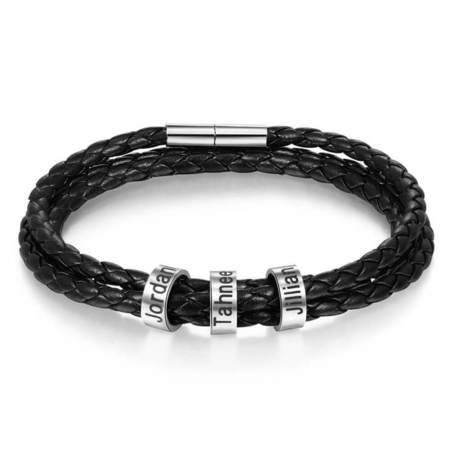 Dad Bracelet - Leather Name Bracelet for Men