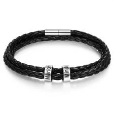 Dad Bracelet - Leather Name Bracelet for Men - Thumbnail 2