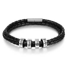 Dad Bracelet - Leather Name Bracelet for Men - Thumbnail 3