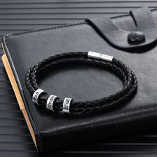 Dad Bracelet - Leather Name Bracelet for Men - Thumbnail Information