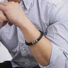 Dad Bracelet - Leather Name Bracelet for Men - Thumbnail Model