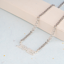 Cuban Link Name Necklace in Capitals - Thumbnail Model