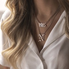 Cuban Link Initial Necklace - Thumbnail Model