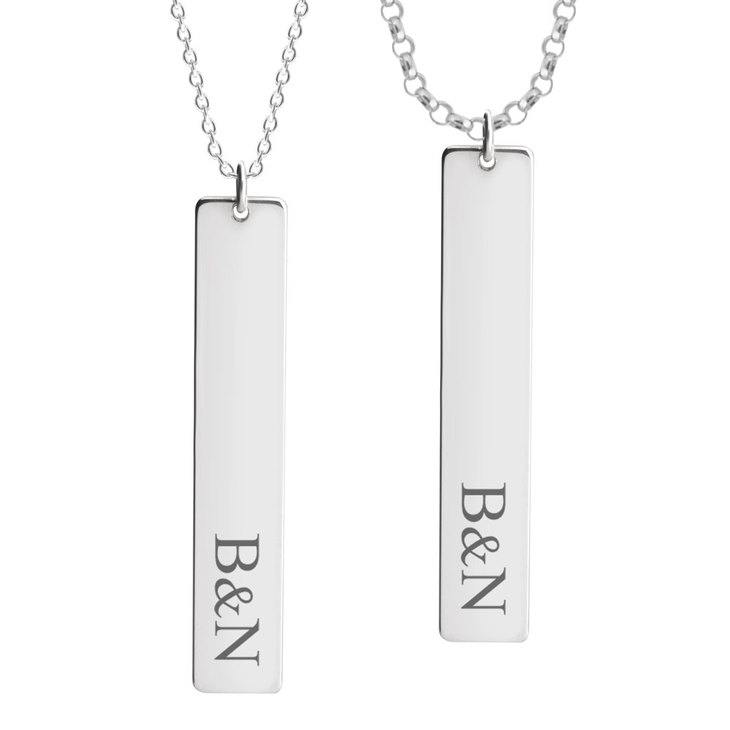 Couples Necklace Set With Vertical Initials 