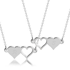 Initial Hearts Friendship Necklace Set